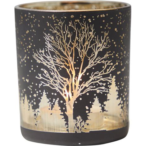 ARPIMEX Portacandela di Natale Decoro Alberello D 7 Cm H 8 Cm Gold Black
