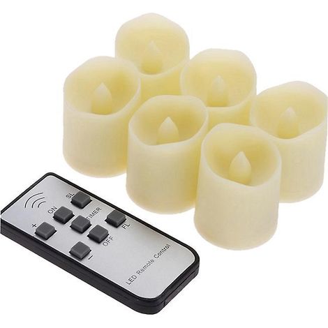 bougie Led Base  (paquet De 6 Non Avec Abat-jour Givr) Rechargeable Avec Fonction Minuterie, Tlcommande Et Petite Bougie Led Sans Flamme Pour Dcor