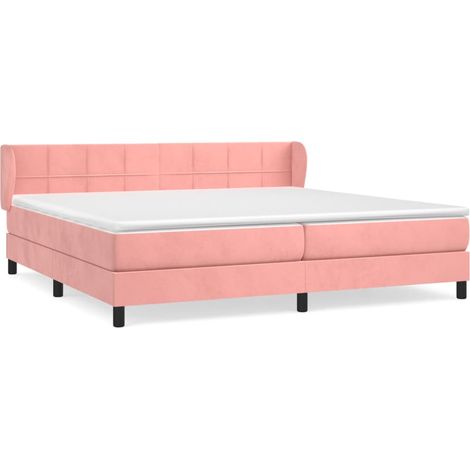 Maison Exclusive - Giroletto a Molle con Materasso Rosa 200x200 cm in Velluto (1/5)