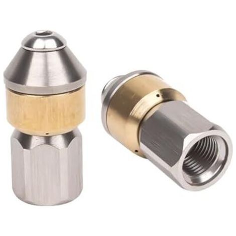 Ugello rotante appuntito per la pulizia di tubi flessibili, ugello rotante per la pulizia di tubi flessibili in acciaio inox e ottone, ingresso rotante da 1/8 cm, diametro esterno 1,5 cm, diametro int (1/3)