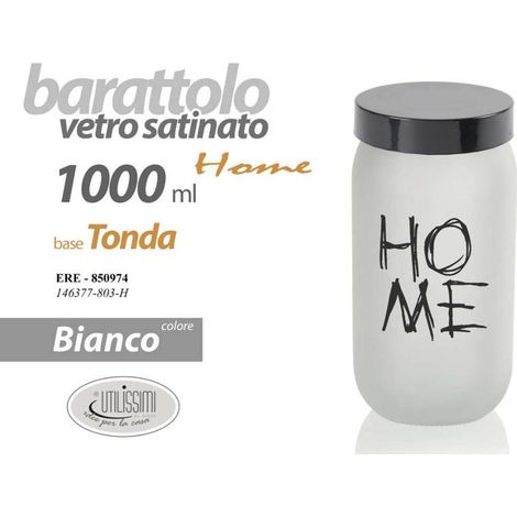 Barattolo da Cucina in Vetro Satinato Bianco Home 1000 cc 19 cm (1/3)
