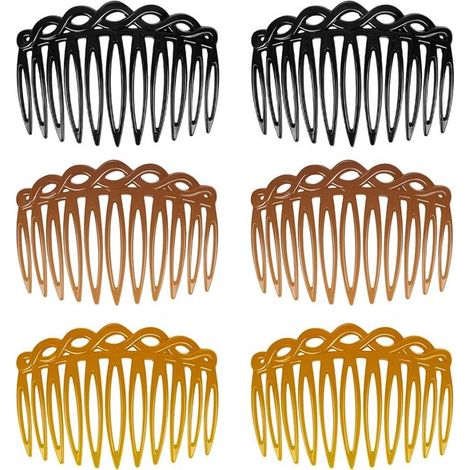 Sibba Lot de 6 peignes à cheveux pour femmes, accessoires en plastique, peignes à cheveux torsadés, épingles à cheveux (Noir - ShopVlot, Marron clair) (1/5)