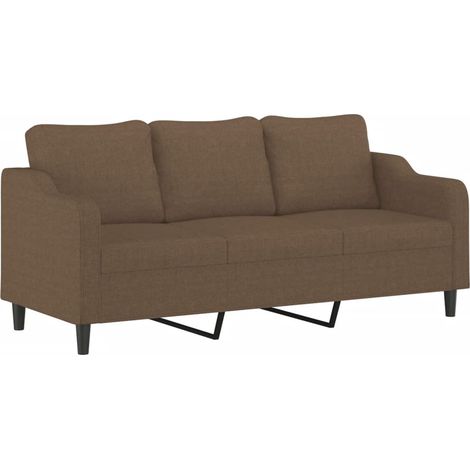 Divano a 3 Posti Sofa Marrone 180 cm in Tessuto (1/5)