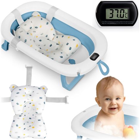 Badewanne für Kinder, Kleinkinder mit Thermometer und Einlage RK-287 weiß und blau