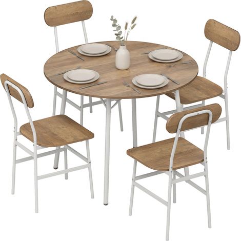 Ensemble table salle à manger avec 4 chaises, table de cuisine avec chaises pour 4 personnes, cadre en métal, naturel (1/4)