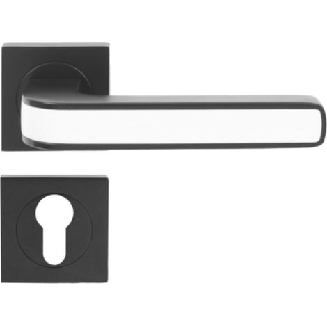 DOMINO Poignée de porte AXE-QR Noir/Blanc PZ Poignée avec plaque PZ pour cylindre profilé Noir et blanc (1/5)