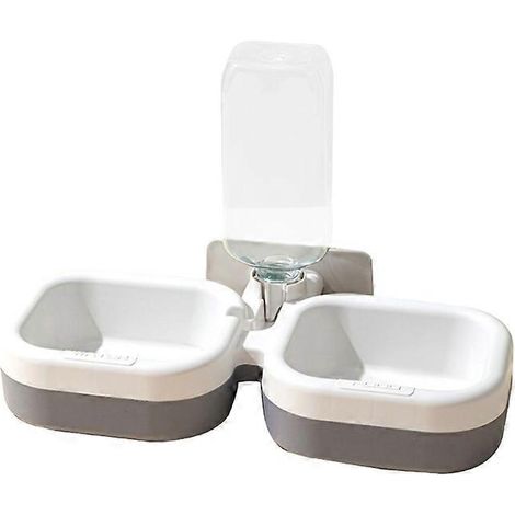Gamelle à deux bols grande capacité avec distributeur d'eau automatique pour chats et chiens (1/5)