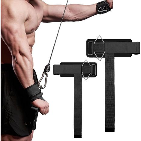 Bandes de poignet pour tractions – Bandes de poignet pour machines à câbles – Support de poignet pour haltérophilie et musculation – Rembourrage en mousse épaisse de 5 mm – Fermeture Velcro réglable – (1/5)