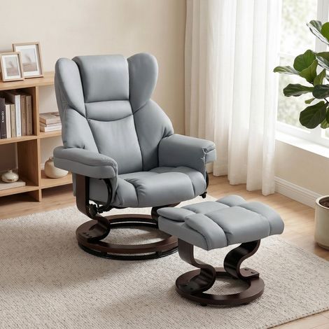 Poltrona relax girevole con poggiapiedi reclinabile OKMYHOME (1/3)