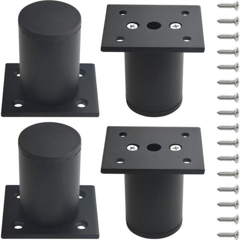 4er-Set Schrankbeine, Möbelbeine aus Metall, für die Küche, verstellbare Füße, rund, schwarz, Stützfüße für Sofa und Tisch, 60 mm
