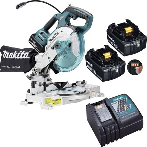 Makita 18v DLS600Z 165mm Cordless Brushless Double Bevel Mitre Saw 2 x 3ah Batt (1/5)