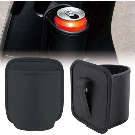 2 Pièces Porte Gobelets de portière de Voiture en Cuir PU, Porte Bouteilles de portière de Voiture, Organisateur de Rangement Multifonctionnel pour Eau, Grands gobelets et Boissons (Noir) (1/5)