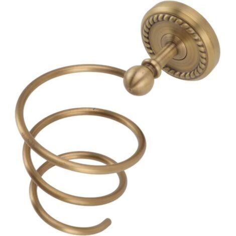 Porte-sèche-Cheveux de Salle de Bains Porte-Outils de Soins Capillaires en Laiton Support Mural Bronze Fini Spirale Sèche-Cheveux Support Suspendu (1/5)