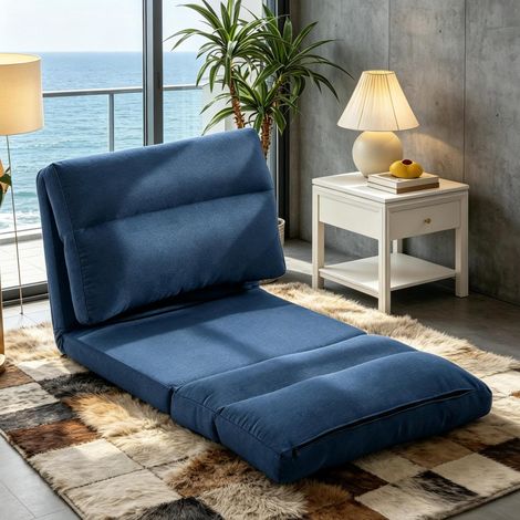 Sillón de suelo convertible 70x72x56 cm azul oscuro, 5 posiciones, MEUBLIV (1/5)