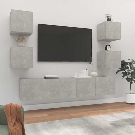 vidaXL Set de muebles de TV 6 pzas madera contrachapada gris hormigón (1/5)