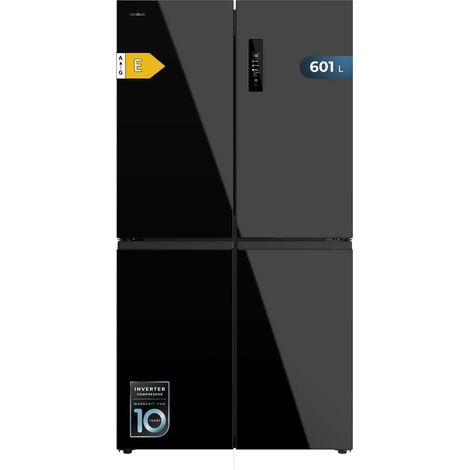 Cecotec – Réfrigérateur à 4 portes 601L – No Frost – Moteur Inverter Plus – Classe énergétique E – Tiroirs à humidité contrôlée