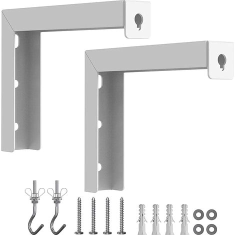 Lot de 2 écrans de Projection universels avec Support en L, rallonge réglable avec Crochets pour Montage Manuel au Mur ou au Plafond (Blanc) (1/5)