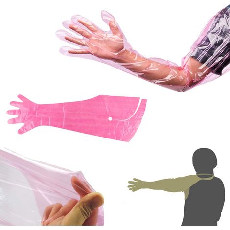 95cm Gants jetables en vétérinaire Film Plastique Souple Gant à Bras Long 50 pièces (1/4)