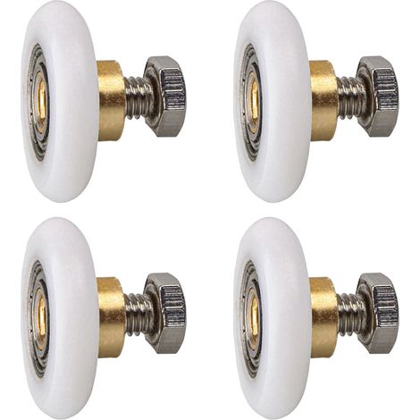 4 pièces Rouleau de porte de douche 25mm, Rouleau Roulette Roue pour Porte de Douche Roulettes Coulissantes Porte Roue de Remplacement pour Rouleau