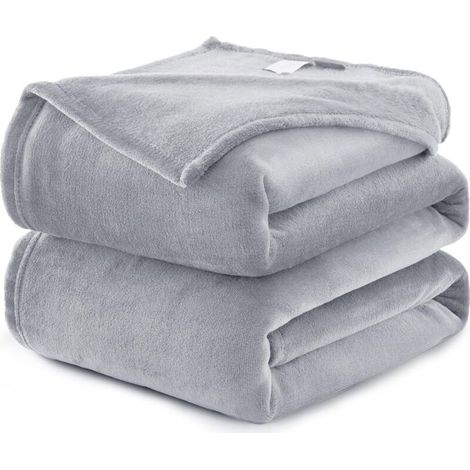 Plaid Couverture Polaire Flanelle en Microfibre, Jeté de Canapé 150x200 gris argenté, Couverture lit Jete de Canape 2 Personnes (1/5)