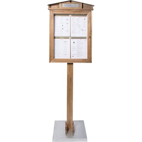 Présentoir LED Rustic (Set complet avec pied + socle) - Acajou finition laquée - présente 4 pages A4 - Securit