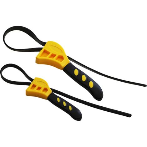 Ensemble de Clés à Sangle, Clé à Sangle Réglable en Caoutchouc, 2 Pièces de 150mm et 100mm, Ceinture en Caoutchouc Renforcée pour Plombiers de Tuyaux, Filtre à Huile, Ouvre-Bocal (1/5)