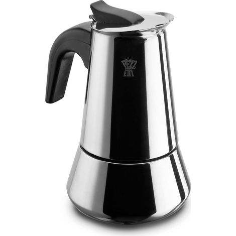 Pezzetti, Steelexpress Caffettiera 4 Tazze in Acciao Inox, Manico Ergonomico Resistente al Calore, Adatta a Tutti i Piani Cottura, Adatta ai Piani Induzione (1/2)