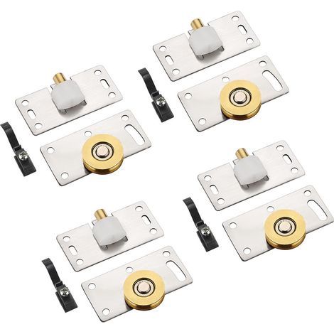 4 paires de roulettes pour portes coulissantes, poulies pour portes de placard, roulettes coulissantes pour meubles, armoires, fenêtres, portes coulissantes (1/5)