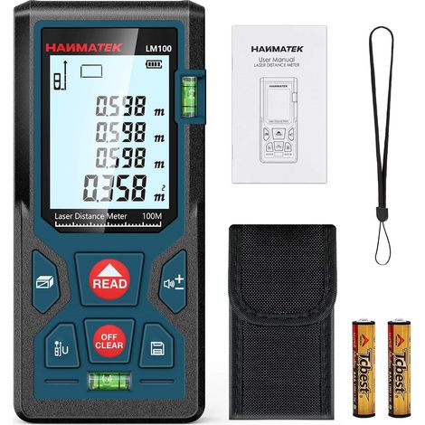 Telémetro láser digital LM80 de 80 m, medición de longitud/área/volumen/teorema de Pitágoras con retroiluminación LCD, IP54 (1/5)