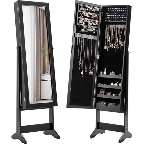 Ranger vos bijoux facilement, armoire à bijoux avec miroir sur pied et grande capacité de rangement (1/5)