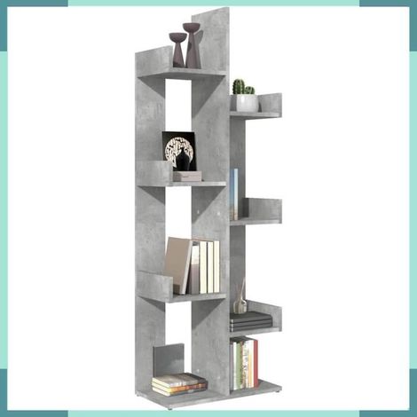 808913 Bibliothèque Gris béton 48x25,5x140 cm Bois d’ingénierie (1/5)