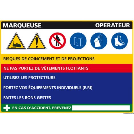 Panneau Fiche de Poste Marqueuse (C1108) - Adhésif - 300 x 210 mm