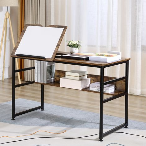 Table à dessin inclinable vieux bois métal noir (1/5)