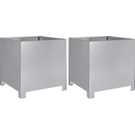 2 pcs Jardinière,Bac à fleurs,Pot de fleurss 40x40x40 cm acier galvanisé CFW70082 (1/5)