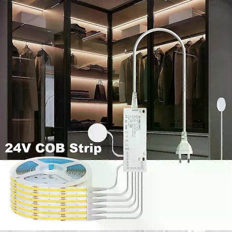 1–5 m COB-LED-Streifen für Schrankbeleuchtung (24 V DC), durchdringbar durch Holz, mit Touch-Dimmer, geeignet für Kleiderschrank, Vitrinen, Speisekammer, DIY-Beleuchtungsstreifen (1/4)