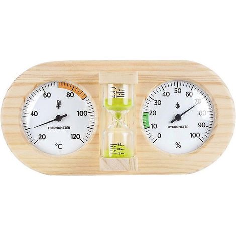 Sauna-Thermometer-Hygrometer mit 15-Minuten-Sanduhr zur präzisen Temperaturkontrolle (1/5)