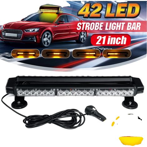 Barra luminosa stroboscopica, 21 pollici, 42 LED, 12V DC, potenza 42W, colore luce ambra (1/5)