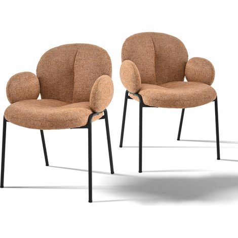 Goeurvant Chaises design élégantes à dossier courbé et pieds réglables, style scandinave - Lot de 2 - Orange Chenille (1/5)