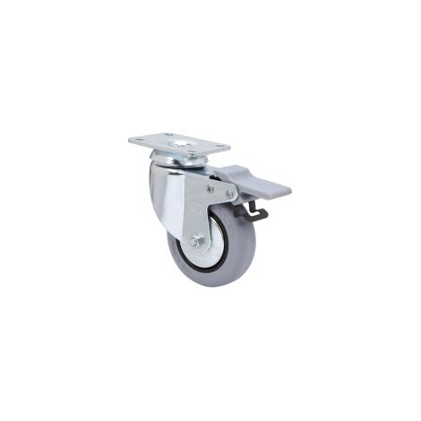 RUOTA GOMMA GRIGIA PLET CON FRENO 80 BH-PGI