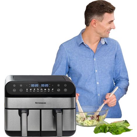 Friteuse à air chaud, capacité de 10L, paniers indépendants doubles, Friteuse à air chaud de 2400W (1/2)