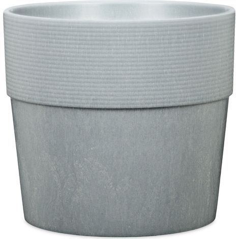 Scheurich Groove+ 40, bac à plantes/jardinière, rond, en plastique couleur: Concrete, 39 cm de diamètre, 35,2 cm de hauteur, 31 l vol.