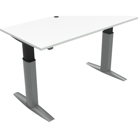 Bureau à réglage en hauteur électrique STIER 501-23 160x80 cm, mélaminé blanc 68-120 cm