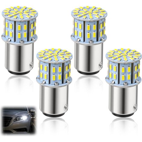 Ampoule LED Voiture 4 PCS, 1157 P21/5W BAY15D 12V 6500K Blanc Froid, Compatible 2057 2357 7528, Feu Stop, Veilleuse et Clignotant pour Auto, Moto, RV (1/5)