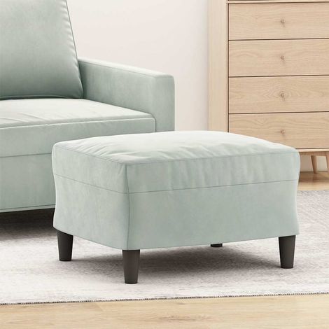 Repose-Pieds pour Salon ou Chambre - Tabouret Pouf Gris clair 60x50x41 cm Velours BV770415 - BonneVie (1/5)