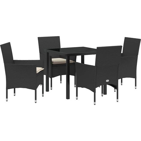 Maison Exclusive - Conjunto de Comedor de Jardín 5 pcs Negro ratá (1/5)
