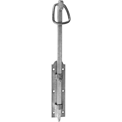 Afbat – Verrou de barrière à boucle zingué blanc – Acier – Longueur 400 mm – Diamètre pêne 14 mm – Fixation par vis – Pour portails battants (1/2)
