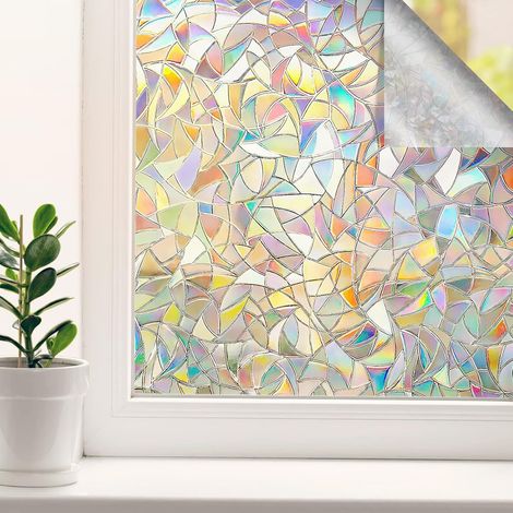 Film de protection solaire arc-en-ciel pour fenêtres, 45 x 200 cm, film statique effet mosaïque.