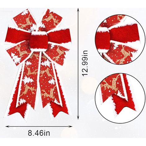 Ribbon - Bow Noël Rouge - Décoration Arbre de Noël - 38 x 23 cm - 1 Pièce (1/5)