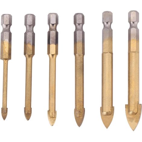 Foret en verre, 6pcs Forets en verre Triangle plaqué titane hexagonal Outils électriques (4/5/6/8/10/12mm) (1/5)