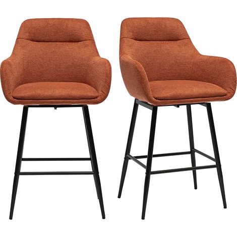 Sgabelli da bar girevoli a 360° in tessuto effetto velluto terra bruciata e metallo H65.5 cm (set di 2) ALESS (1/4)